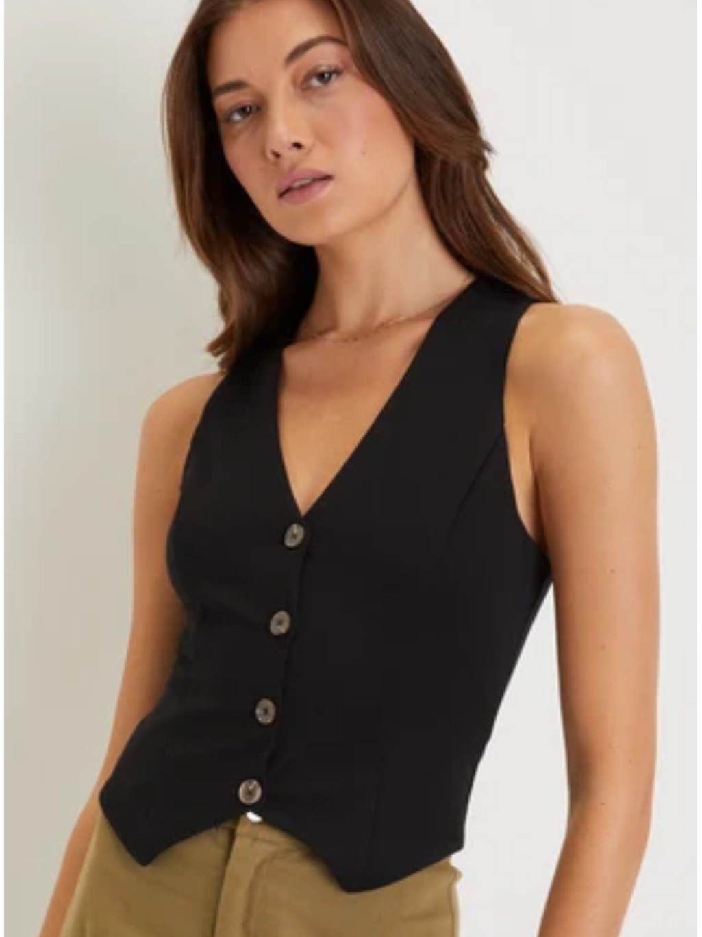 Lulu's Black Button-Front V-Neck Vest Top